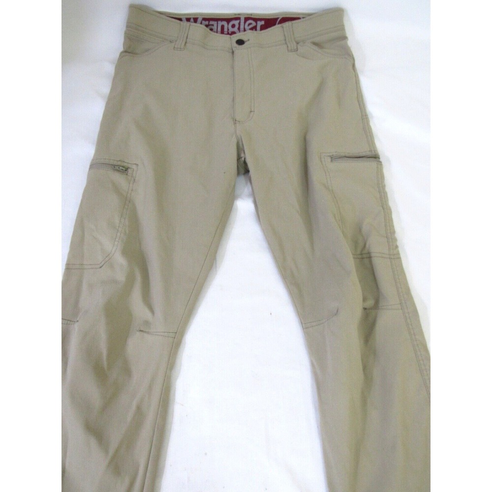 Wrangler Cargo Pants Mens 36x34 Khaki Tan All Terrain Waistband Nylon Spandex